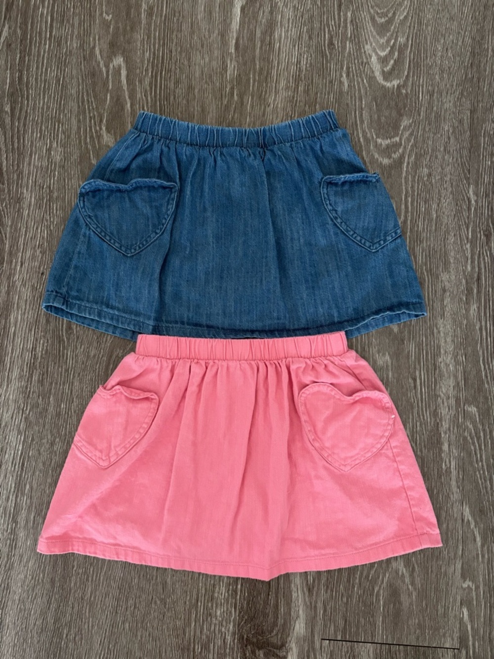 Cat & Jack 2pk Girls' Skirts with Heart Pockets - Blue Denim & Pink Size 5T